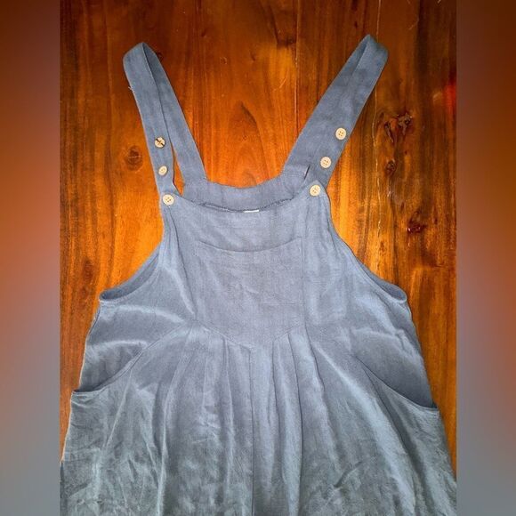 ANRABESS JUMPSUIT LOOSE SLEEVELESS ADJUSTABLE STRAPS BIB WIDE LEG W/POCKETS sz M - Picture 8 of 16